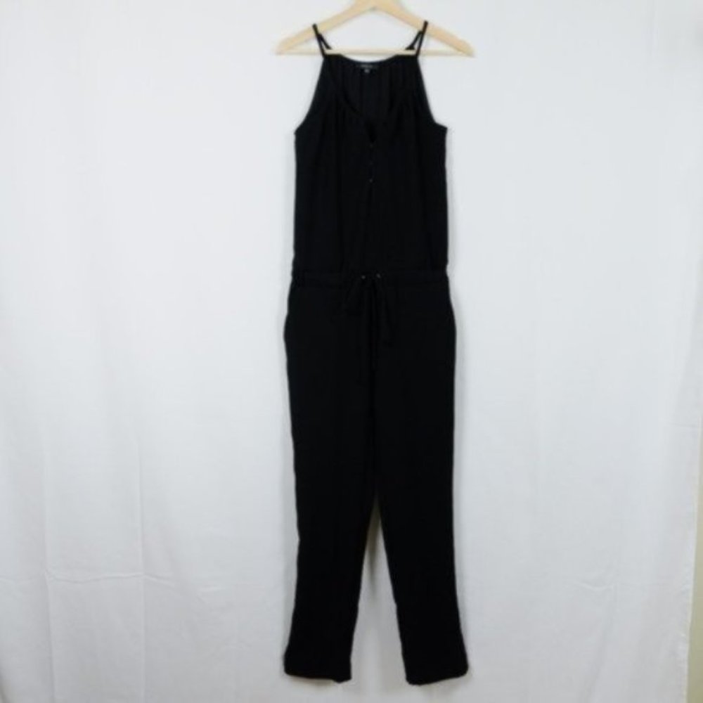 Drew Solid Black Drawstring Tank Jumpsuit - image 1